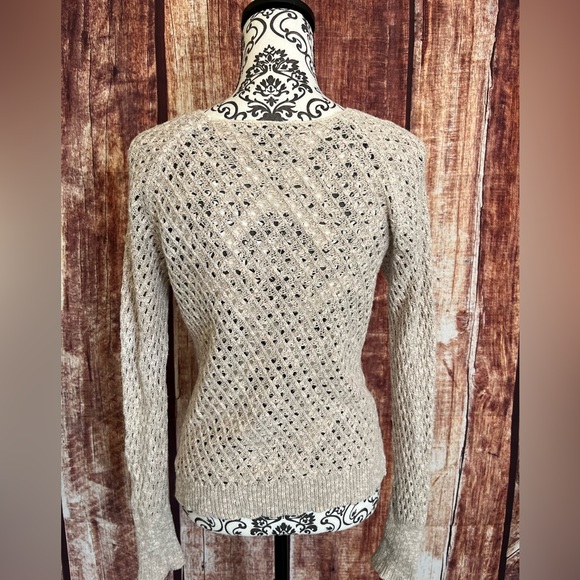 American Eagle Outfitters | Crochet Beige Scoop Neck Sweater - Picture 4 of 8